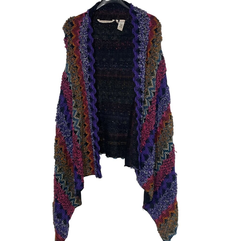 Soft Surroundings Taylor Textured Sweater Vest Cardigan OS Granny Afghan 1BY00